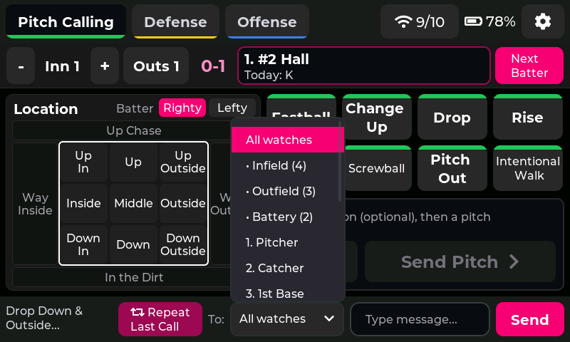 Coach unit target picker for player, group or all